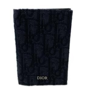 Christian Dior Navy Black Dior Oblique Jacquard Bi-fold Card Holder